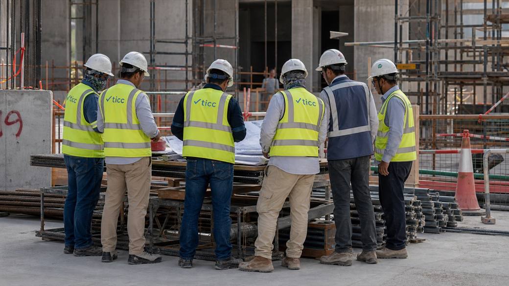 صورة تمثيلية لفريق TICC ينسق مع شركاء المشروع في الموقع